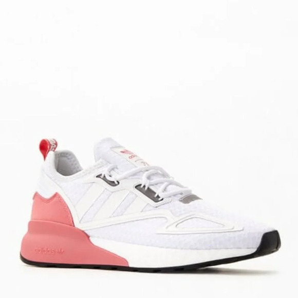 Adidas Women's White & Pink ZX 2K 3 Stripes Boost Lace Up Sneakers Size 10.5 - Picture 1 of 10